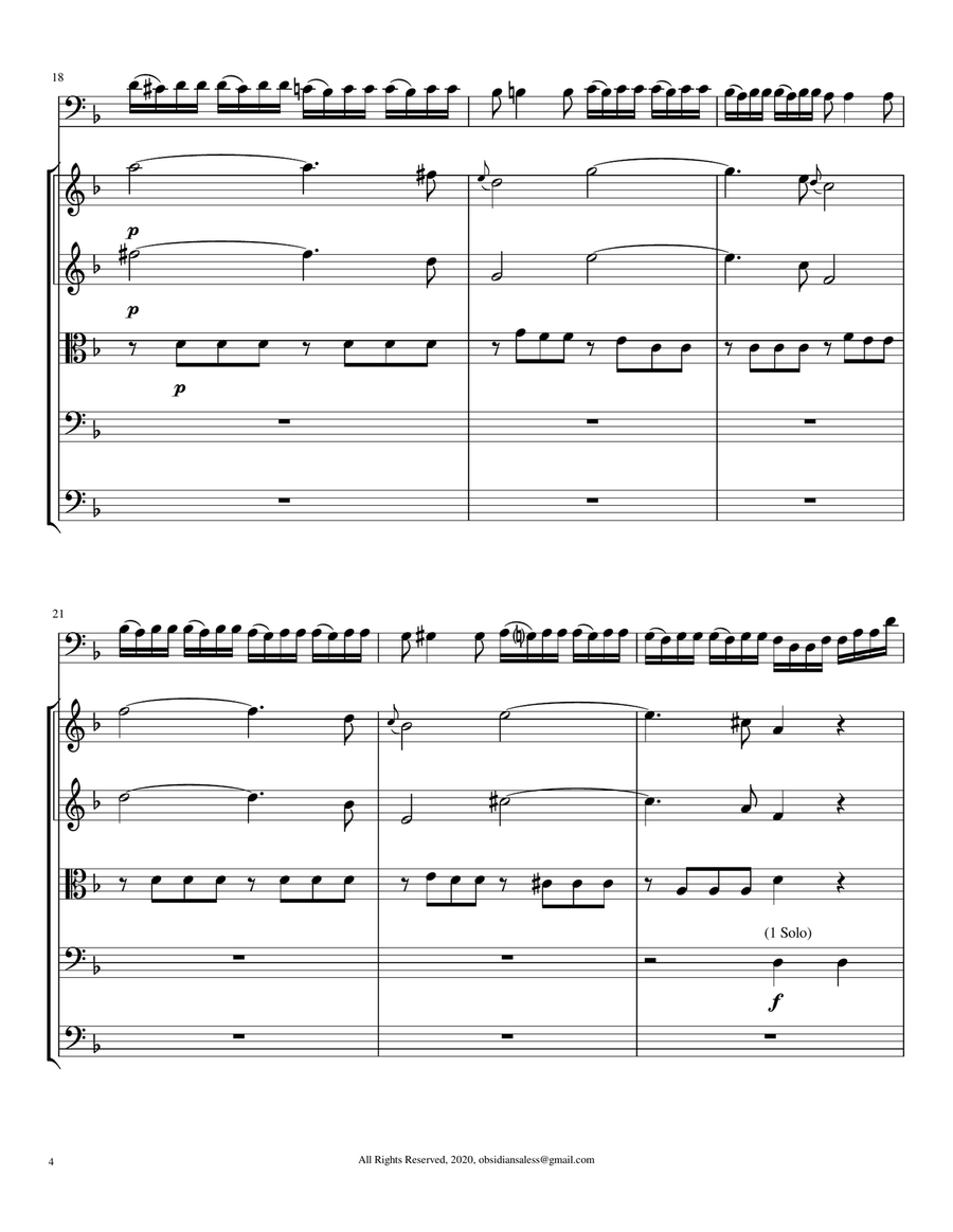 A. Vivaldi: Cello Concerto in D Minor, RV406 String Quartet scores gallery preview page 6