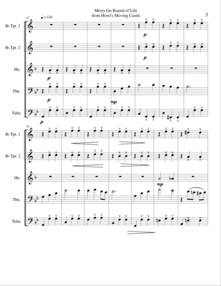 Merry-go-round Of Life Brass Ensemble scores gallery preview page 4