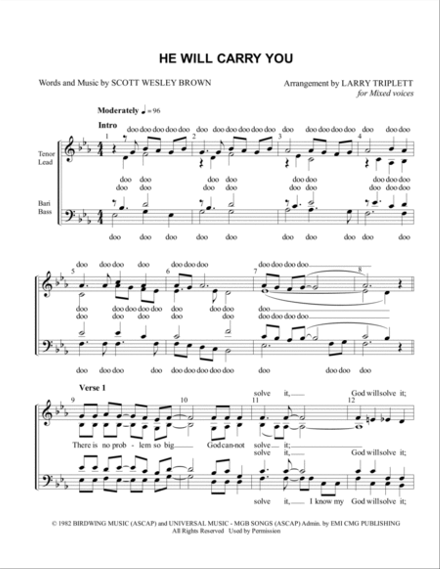 He Will Carry You 4-Part scores gallery preview page 1