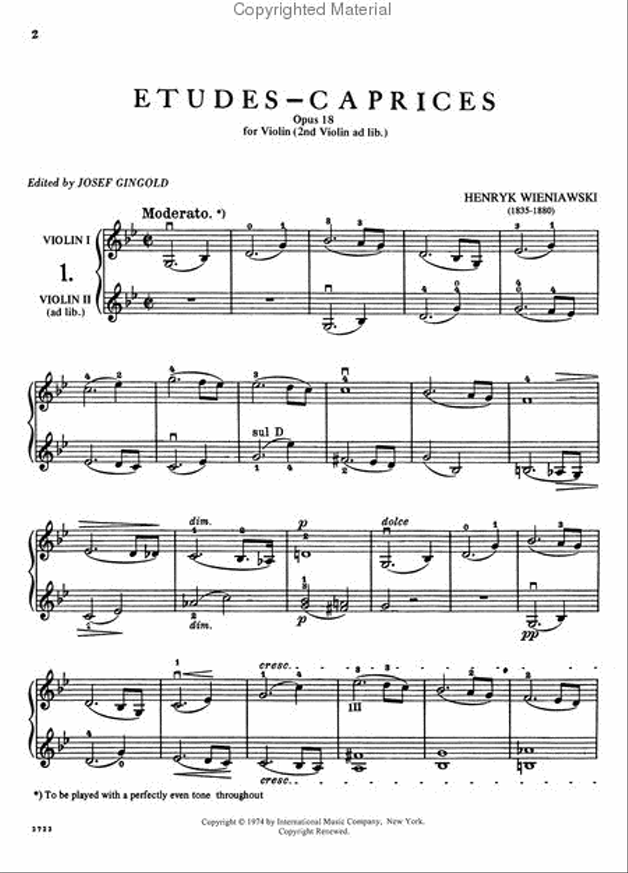 Six Etudes-Caprices, Op. 18 (with 2nd violin)