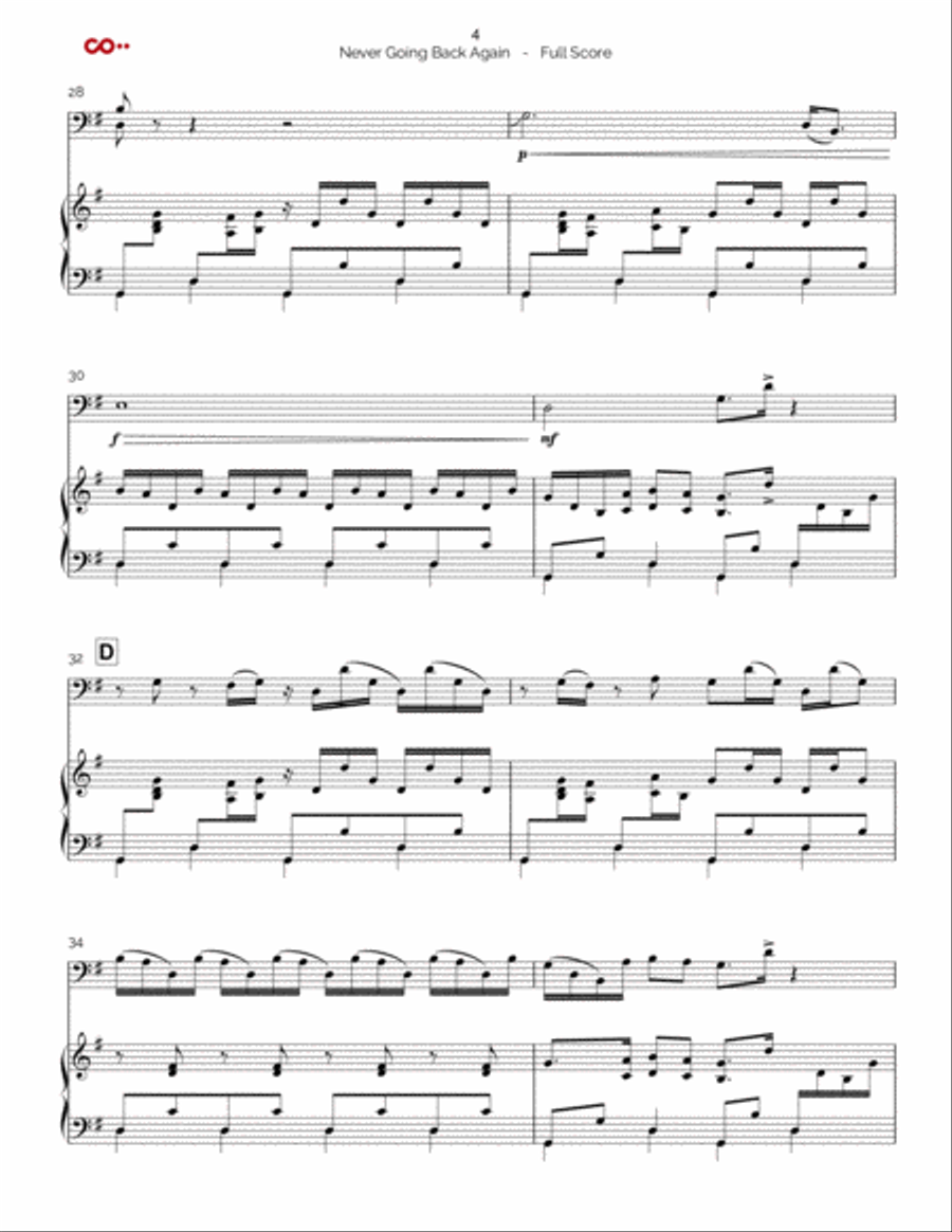 Never Going Back Again String Duet scores gallery preview page 4