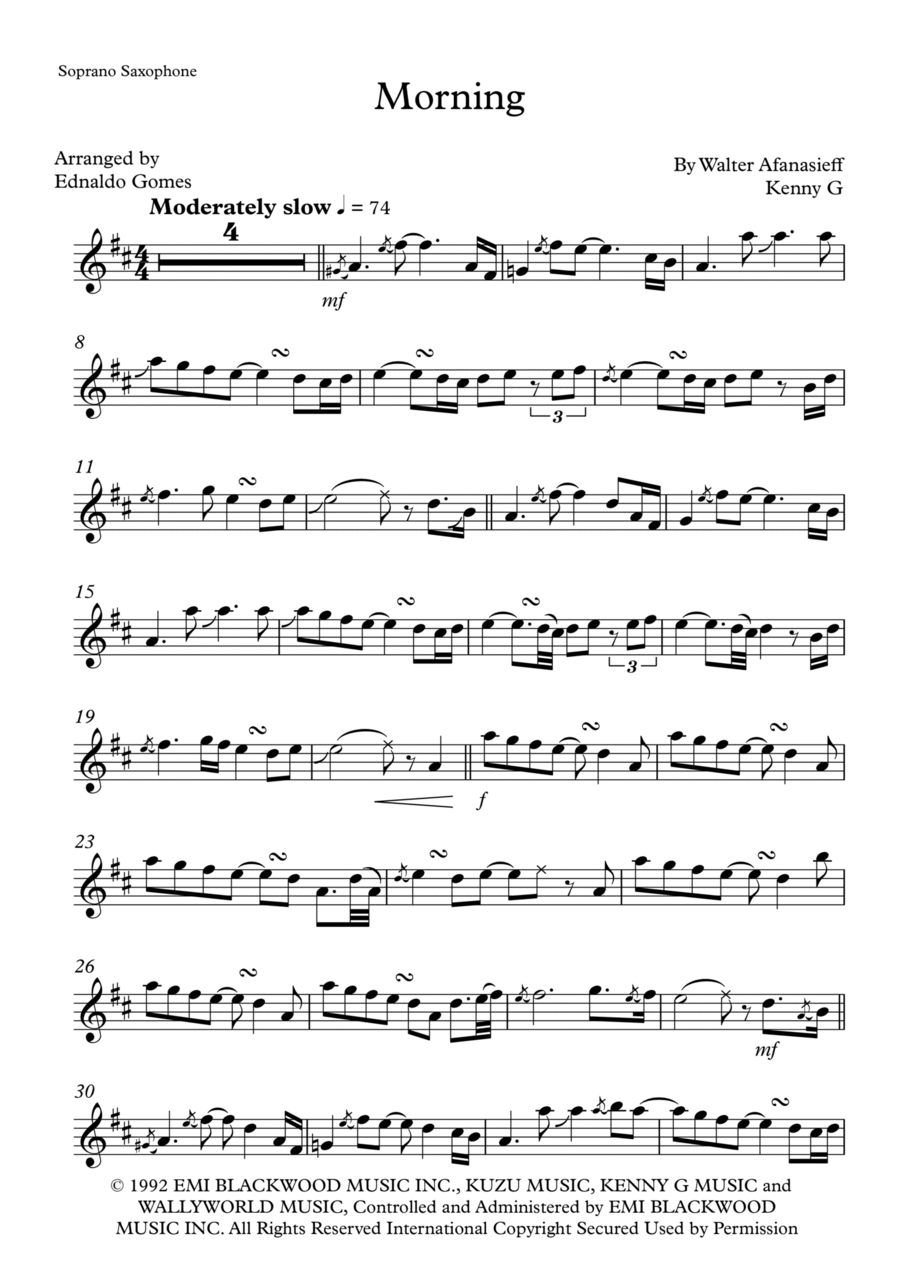 Morning Morning Soprano Saxophone scores gallery preview page 1