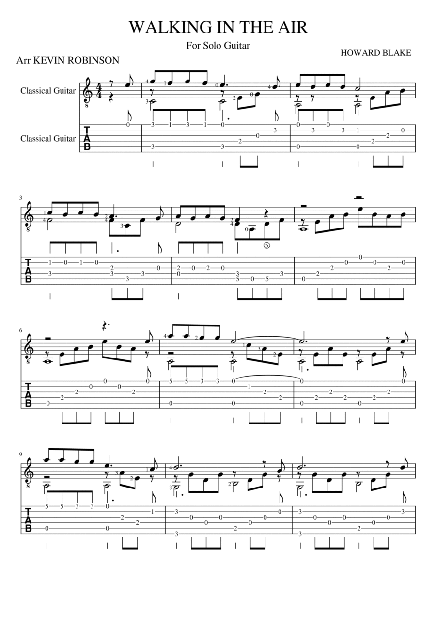 Walking In The Air Walking In The Air Guitar Tablature scores gallery preview page 1