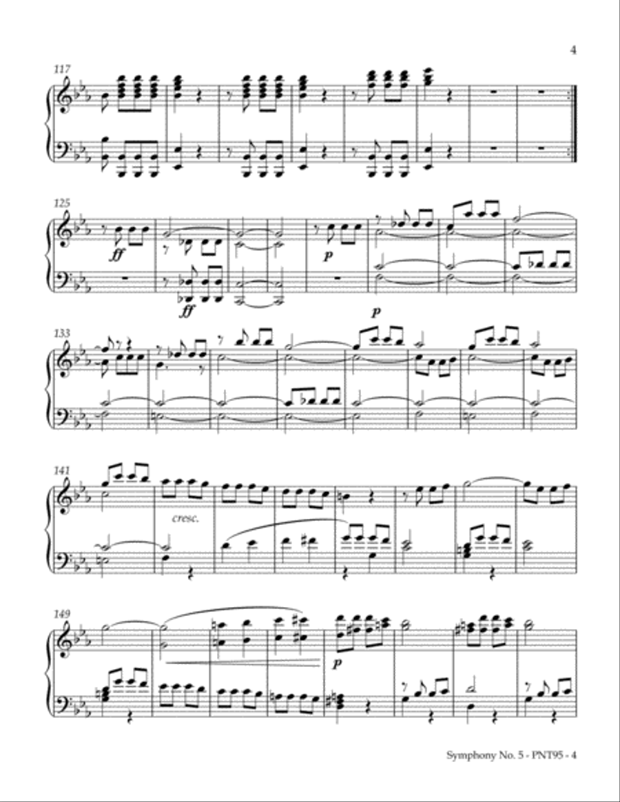 Symphony Number 5, 1st Movement Piano Solo scores gallery preview page 5