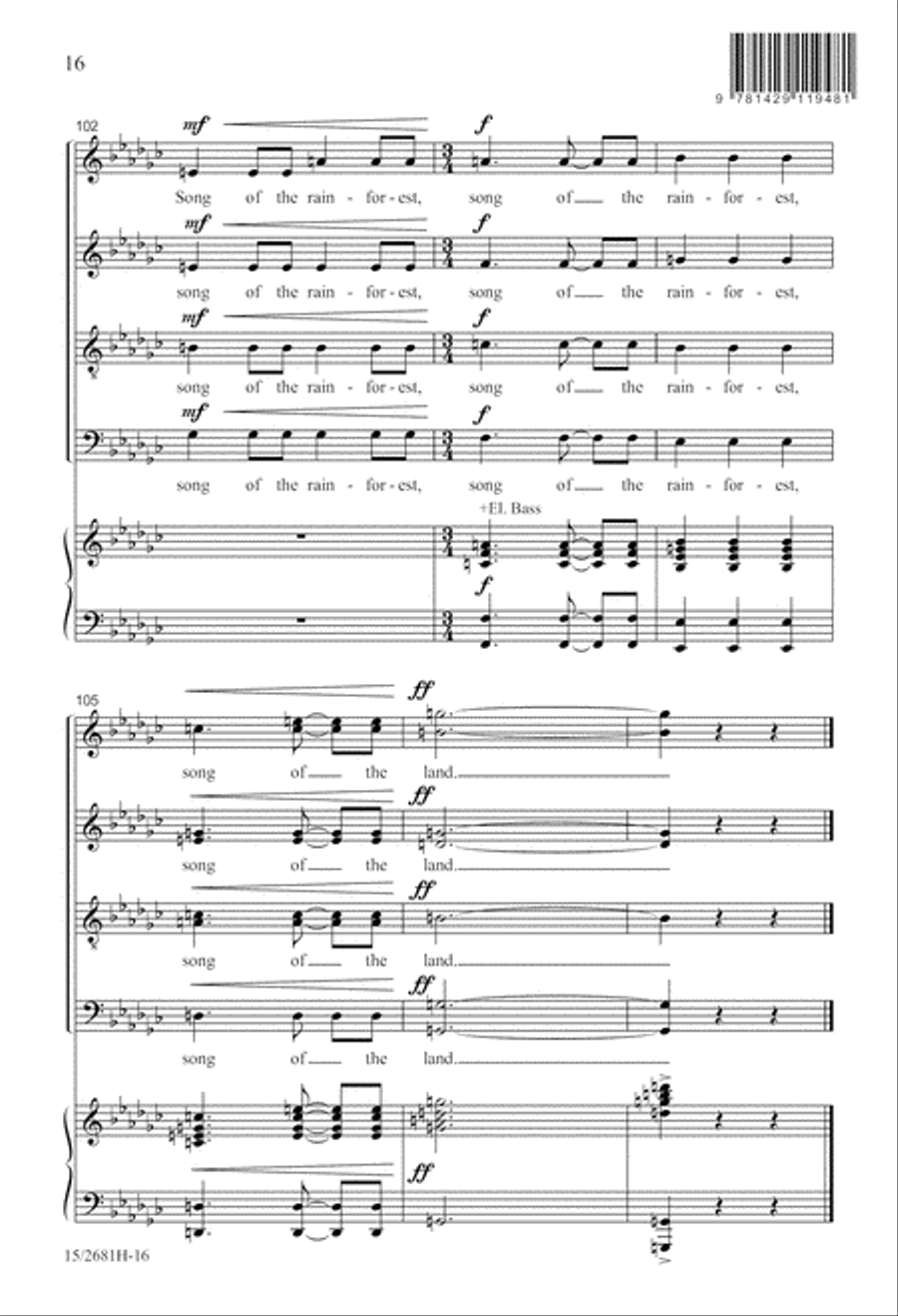 Nzembo na Mvula Zamba (Song of the Rainforest) 4-Part scores gallery preview page 16