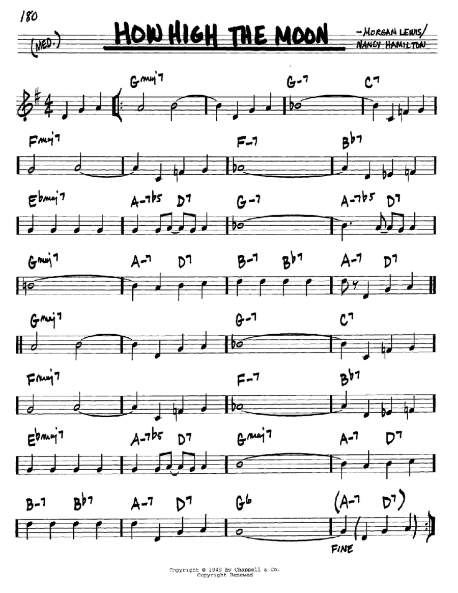 How High The Moon How High The Moon C Instrument scores gallery preview page 1
