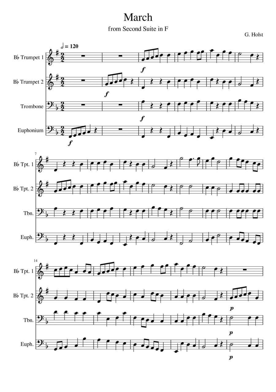 March - Second Suite in F March - Second Suite in F Brass Ensemble scores gallery preview page 1