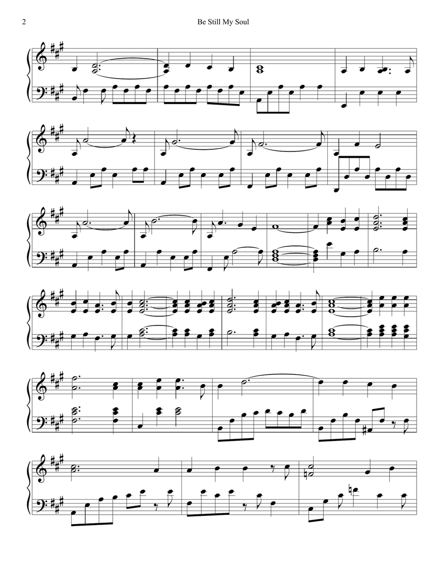 PIANO - Be Still My Soul (Piano Hymns Sheet Music PDF) Piano Solo scores gallery preview page 2