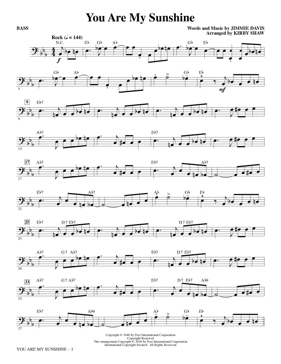 You Are My Sunshine - Bass Choir scores gallery preview page 1