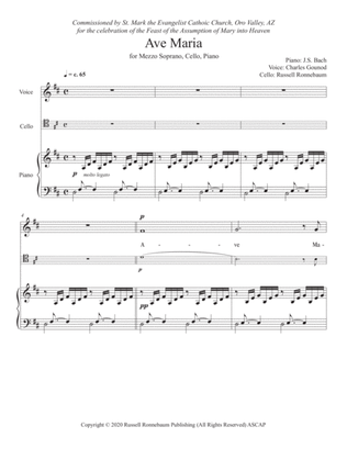 Bach-Gounod "Ave Maria" for Mezzo Soprano, Cello, Piano