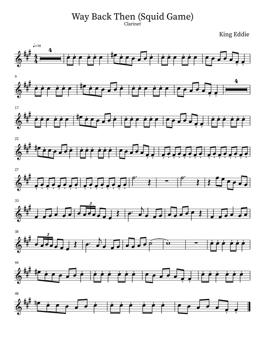 Way Back Then B-Flat Clarinet scores gallery preview page 1