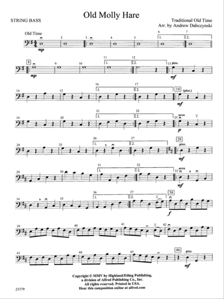 Old Molly Hare: String Bass String Orchestra scores gallery preview page 1