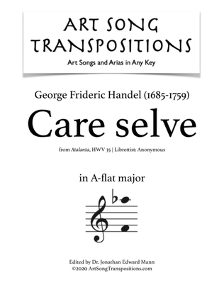 Book cover for HANDEL: Care selve (transposed to A-flat major)