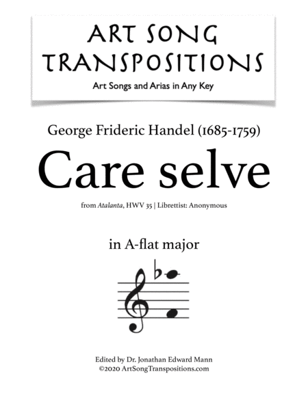 HANDEL: Care selve (transposed to A-flat major)