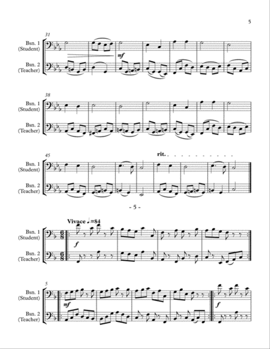 10 Little Duets for Teacher and Student (2 Bassoons) Woodwind Duet scores gallery preview page 5