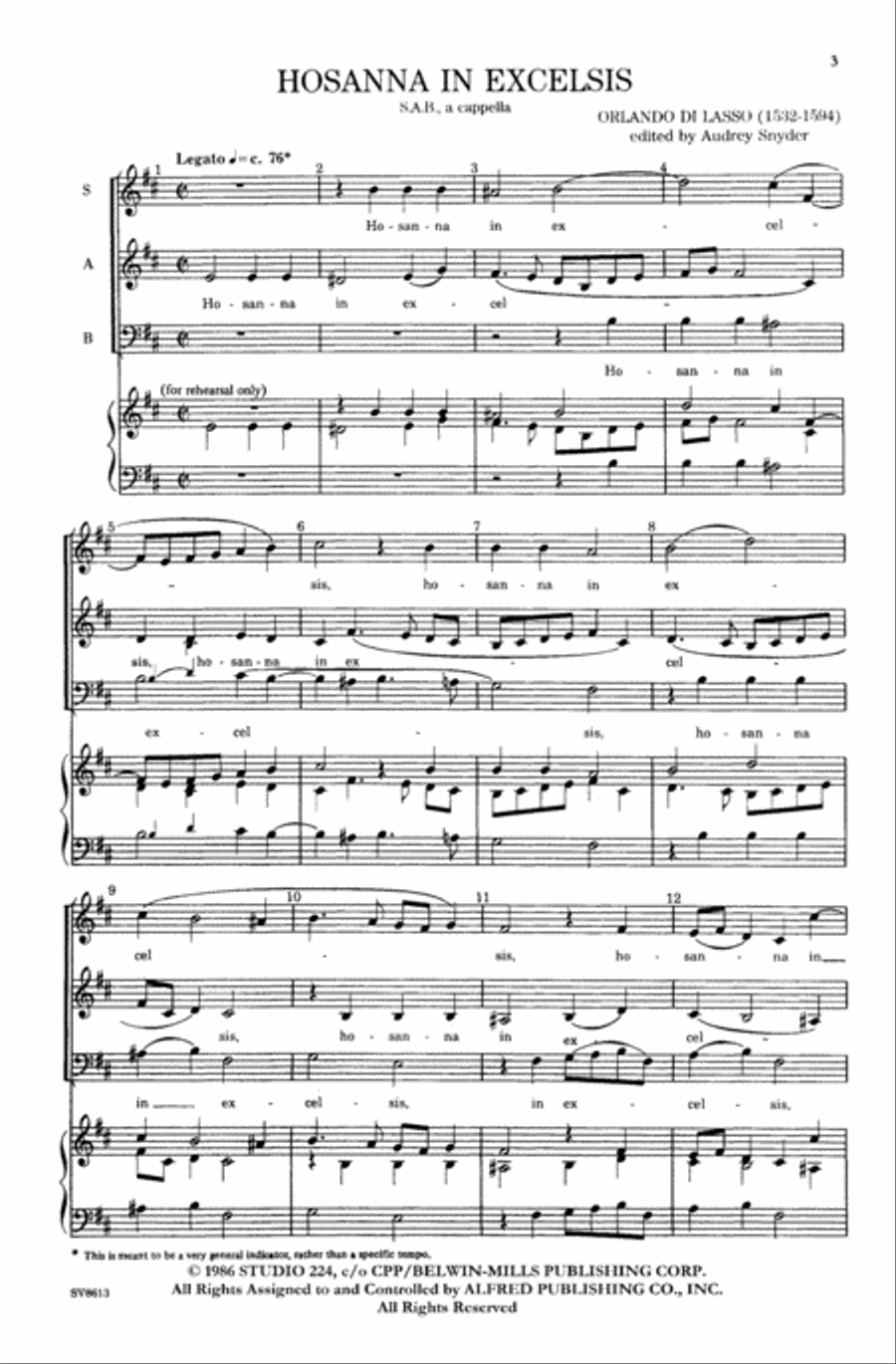 Hosanna in Excelsis Hosanna in Excelsis 3-Part scores gallery preview page 5