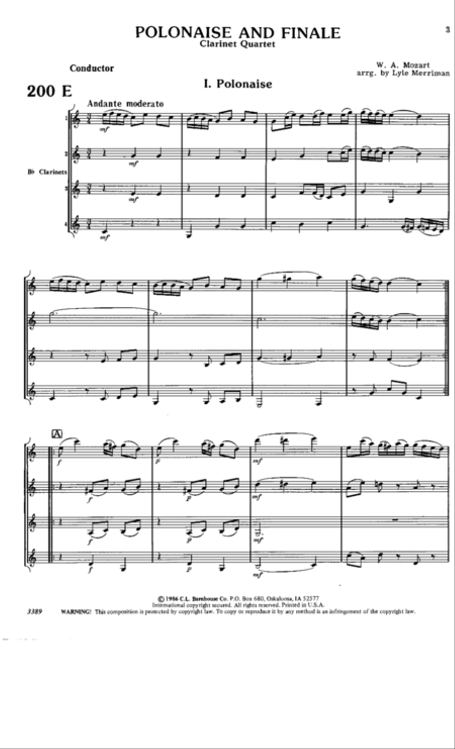 Polonaise and Finale Polonaise and Finale Clarinet Quartet scores gallery preview page 2