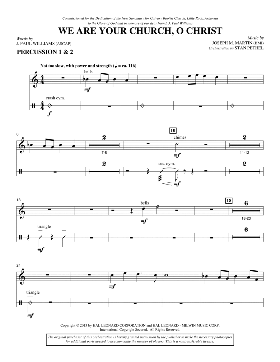 We Are Your Church, O Christ - Percussion 1 & 2 Choir scores gallery preview page 1
