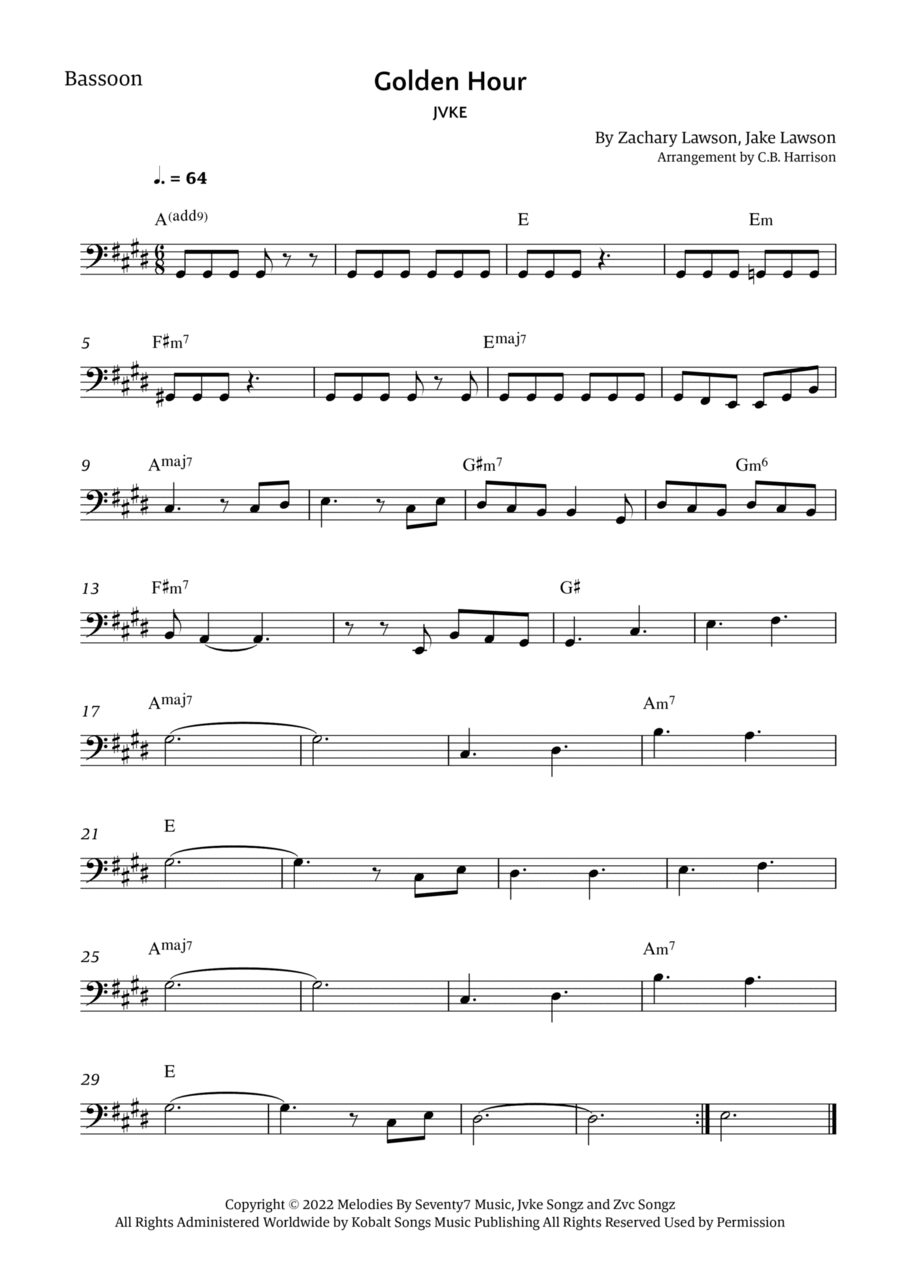 Golden Hour Golden Hour Alto Saxophone scores gallery preview page 1