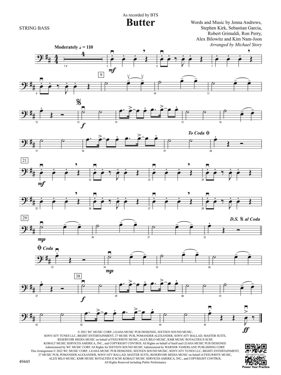 Butter: String Bass String Orchestra scores gallery preview page 1