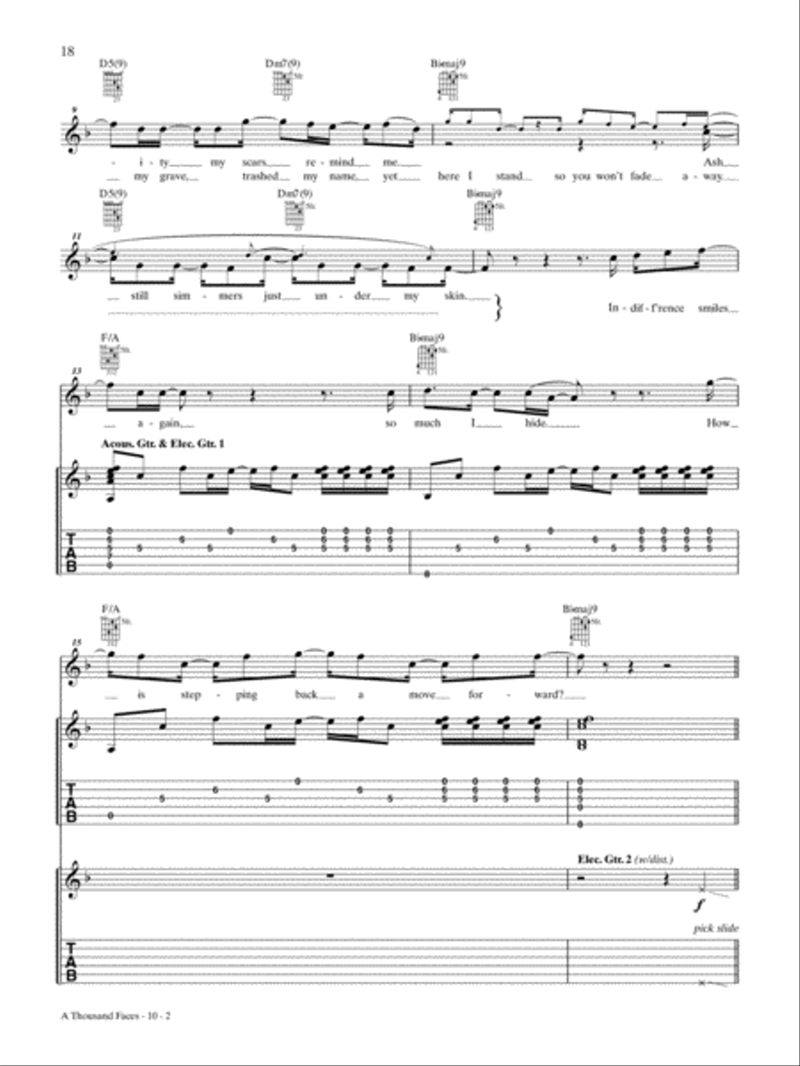 A Thousand Faces Guitar Tablature scores gallery preview page 2
