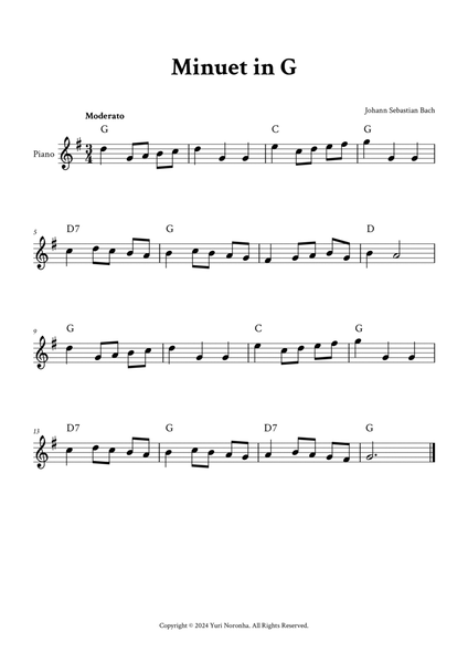 Minuet in G - Easy Piano in G image number null