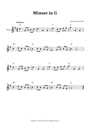 Minuet in G - Easy Piano in G