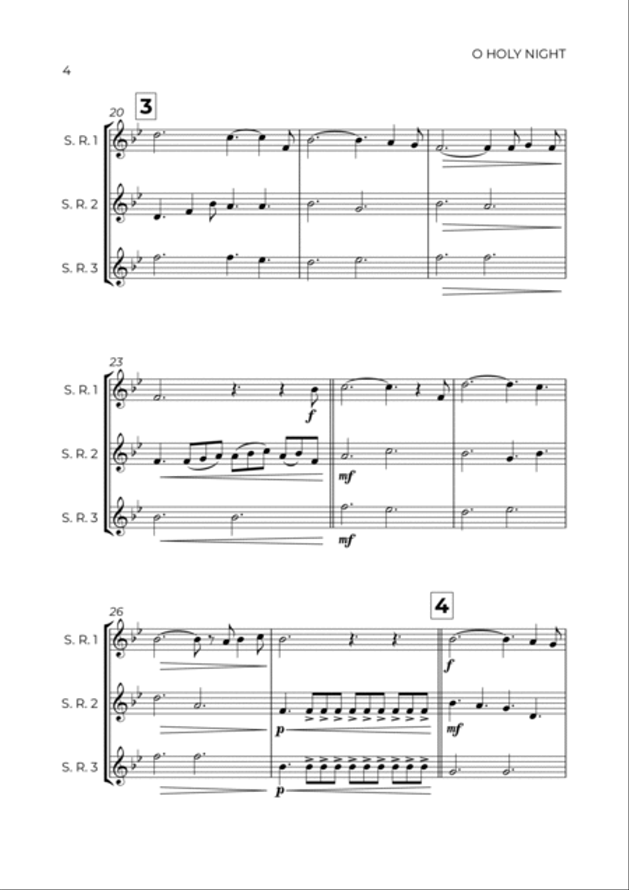 O Holy Night Soprano Recorder scores gallery preview page 4
