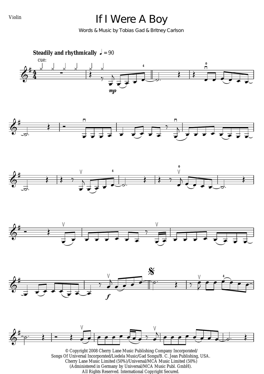 If I Were A Boy Violin Solo scores gallery preview page 1