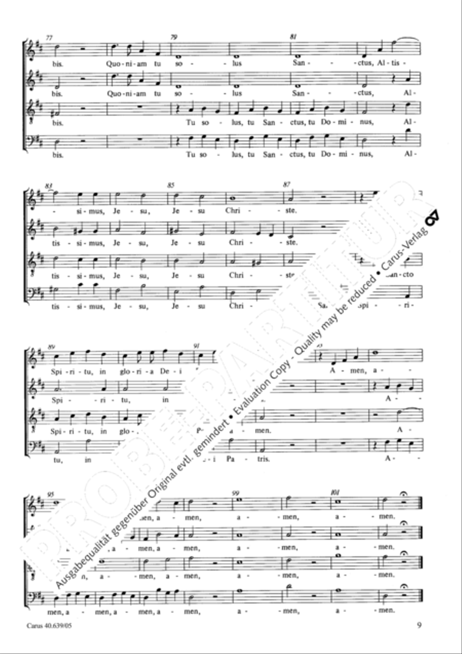 Mass in D Major (Missa in D) 4-Part scores gallery preview page 10