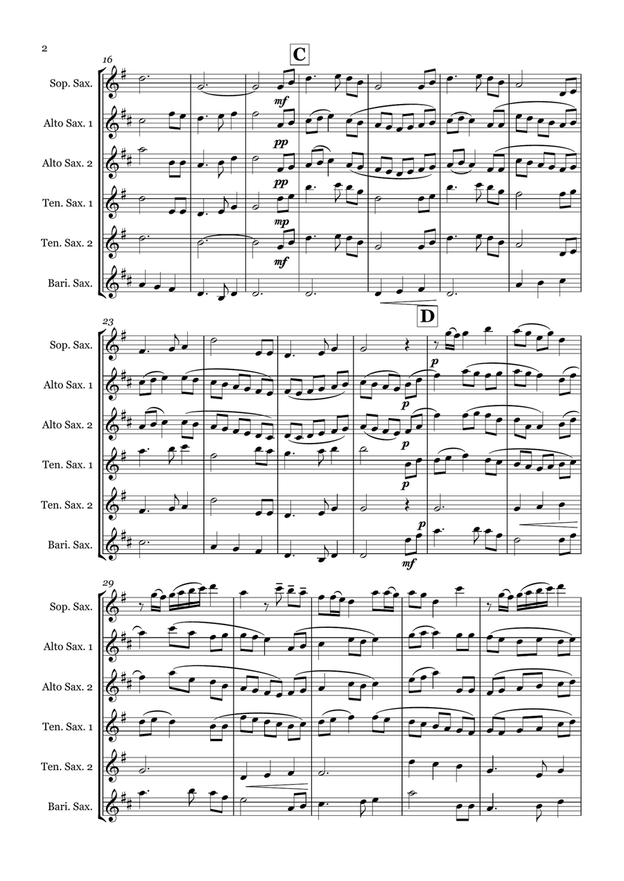 Eriskay Love Lilt - Saxophone sextet (SAATTB) by Traditional Woodwind Ensemble - Digital Sheet Music page 2