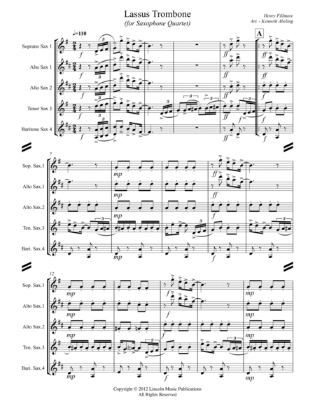 Lassus Trombone (for Saxophone Quartet SATB or AATB) image number null