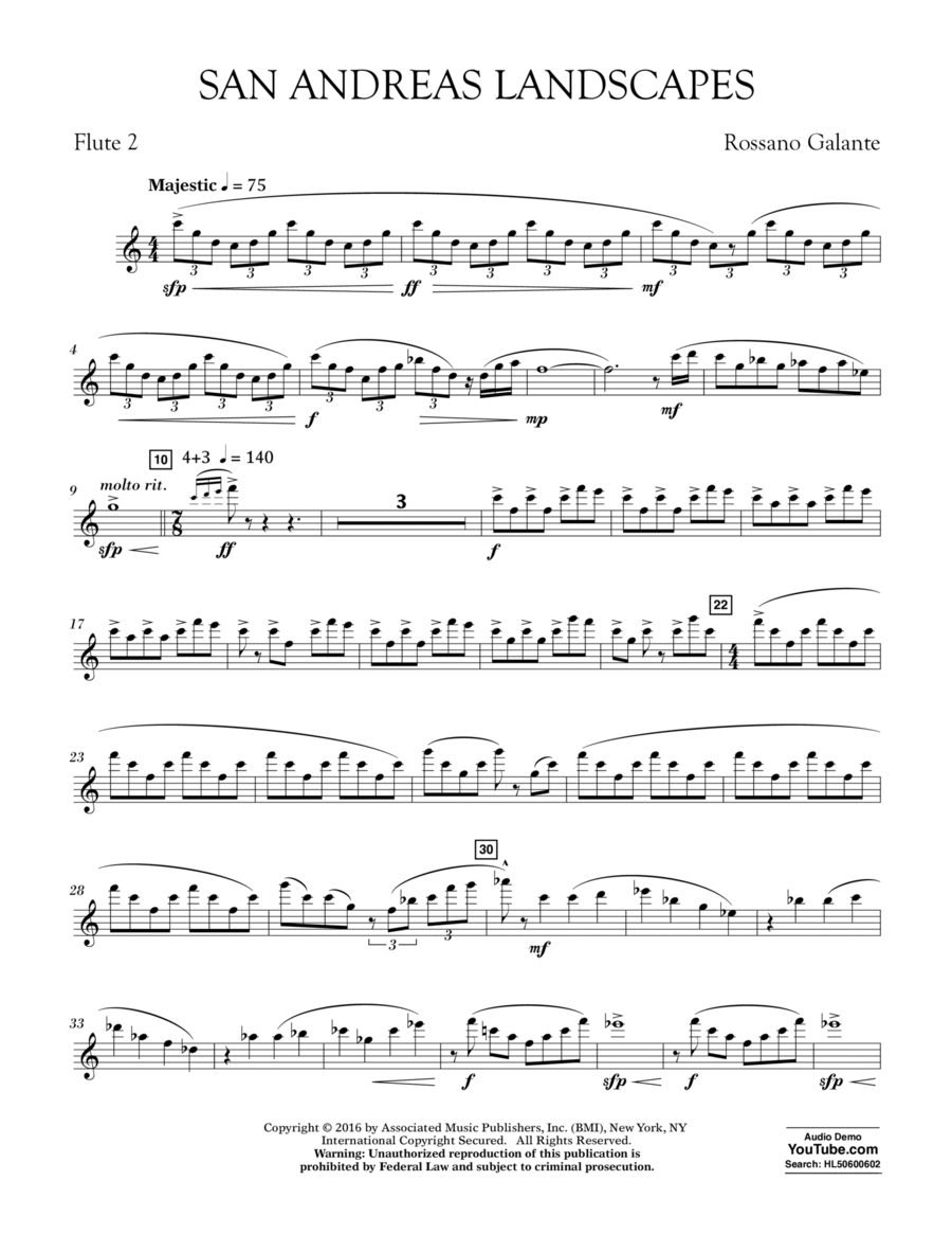 San Andreas Landscapes - Flute 2 Flute scores gallery preview page 1