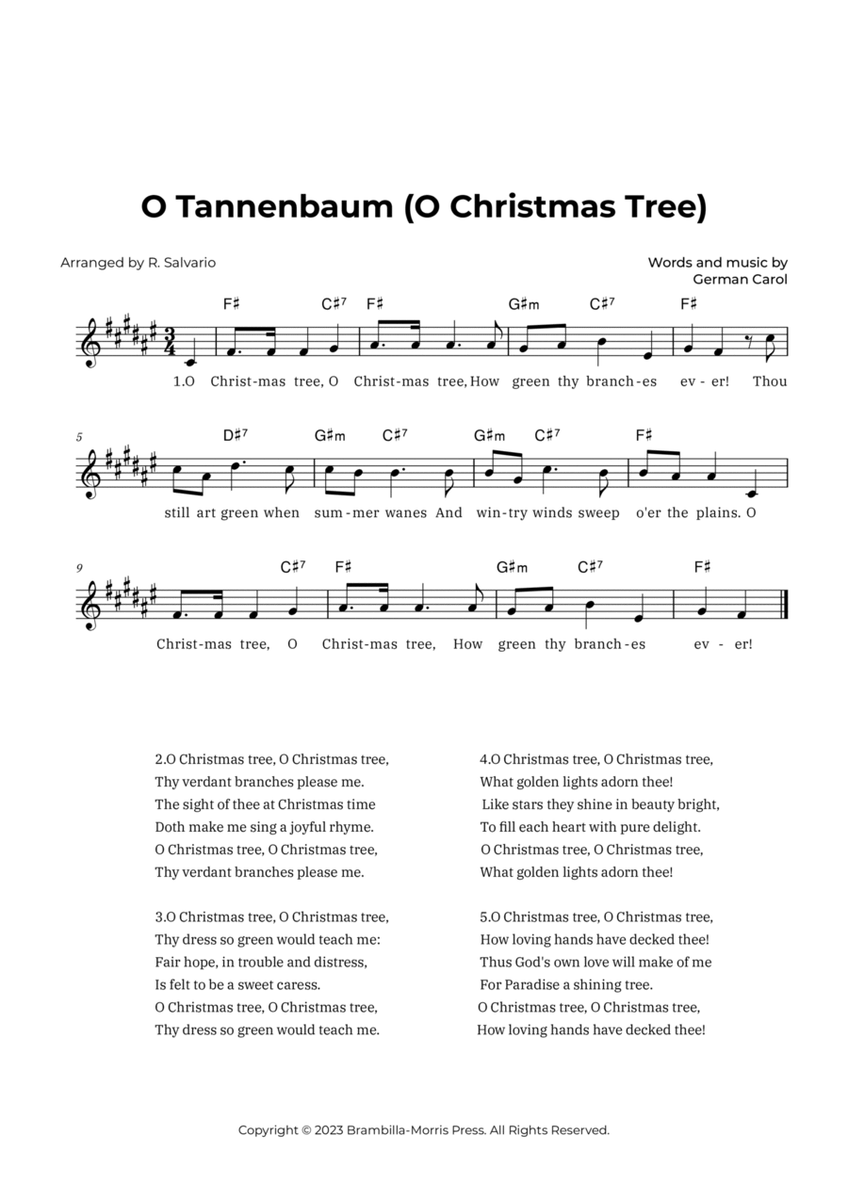 O Tannenbaum (O Christmas Tree) - Key of F-Sharp Major image number null