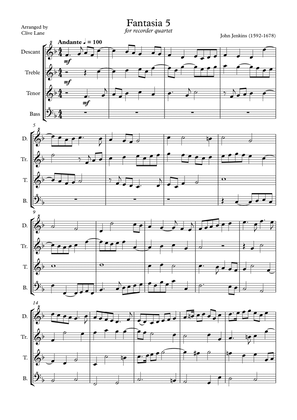 Jenkins Fantasia 5 for recorder quartet
