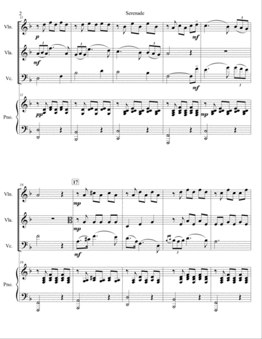 Franz Schubert - Serenade from Schwanengesand arr. for piano quartet (score and parts) Piano Quartet scores gallery preview page 2