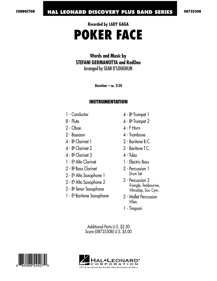 Poker Face - Full Score Concert Band scores gallery preview page 1