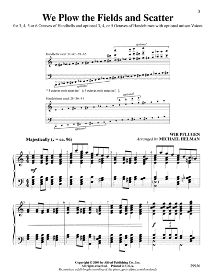 We Plow the Fields and Scatter Handbell Choir scores gallery preview page 2