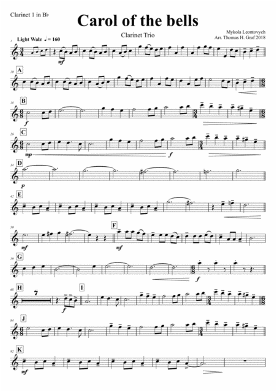 Carol of the Bells - Pentatonix style - Clarinet Trio Clarinet Trio scores gallery preview page 5