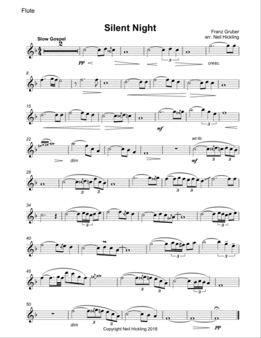 Silent Night Silent Night Flute Solo scores gallery preview page 1