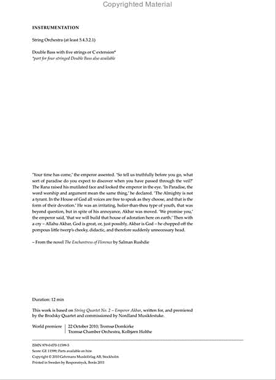 Emperor Akbar - Partitur String Orchestra scores gallery preview page 3
