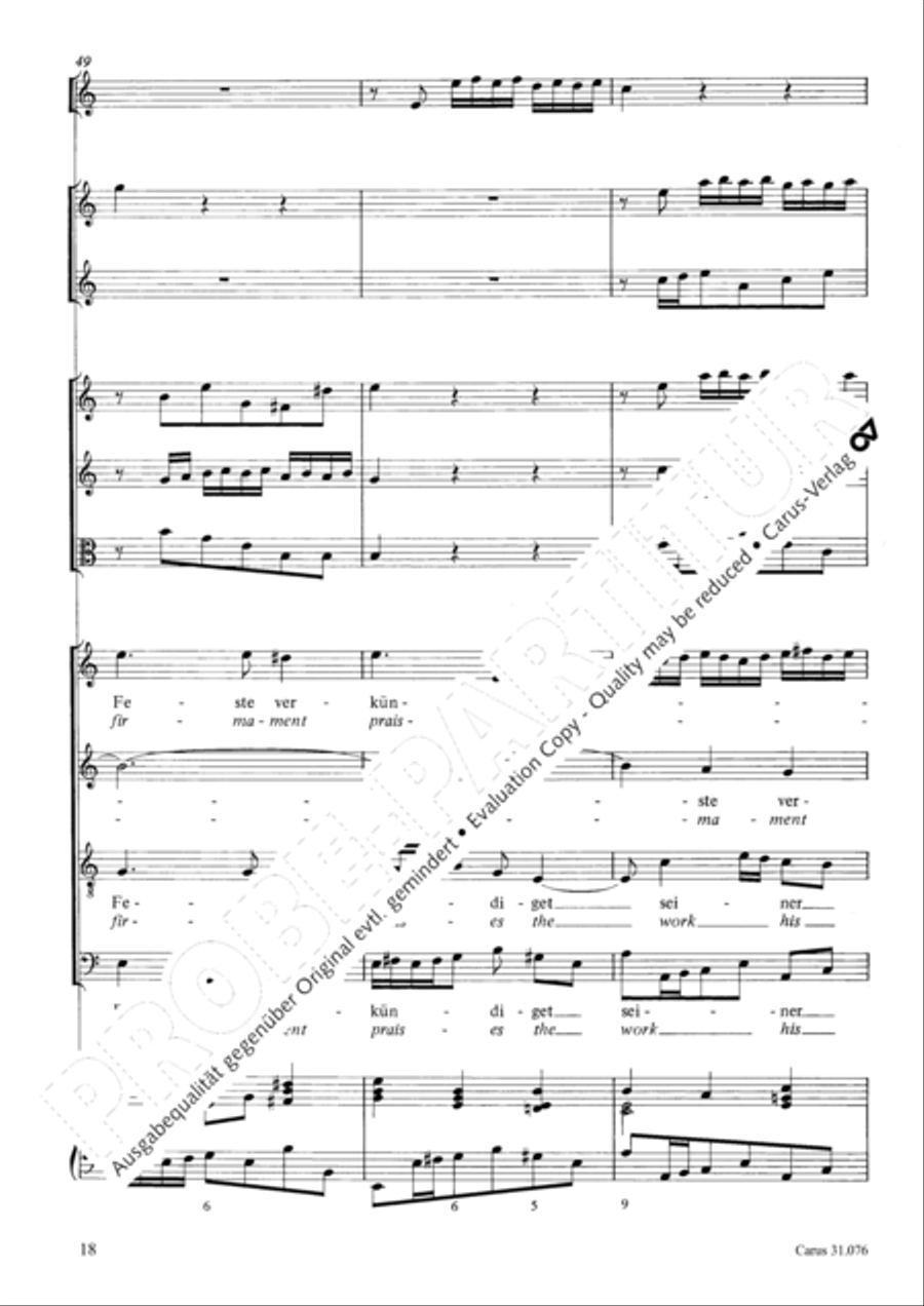 The heavens are telling the Father's glory (Die Himmel erzahlen die Ehre Gottes) 4-Part scores gallery preview page 19
