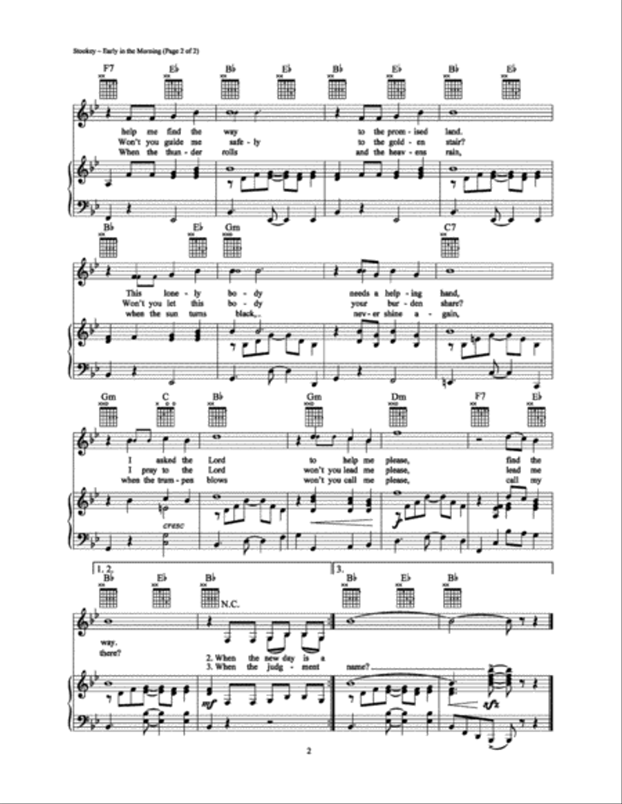 Early in the Morning Piano, Vocal, Guitar scores gallery preview page 2
