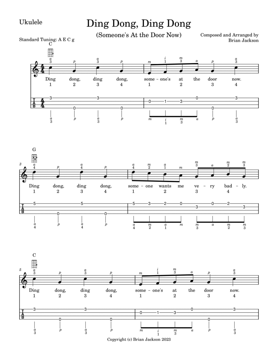 Ding Dong, Ding Dong (Easy) Ukulele scores gallery preview page 1