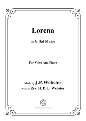 Book cover for J. P. Webster-Lorena,in G flat Major,for Voice and Piano