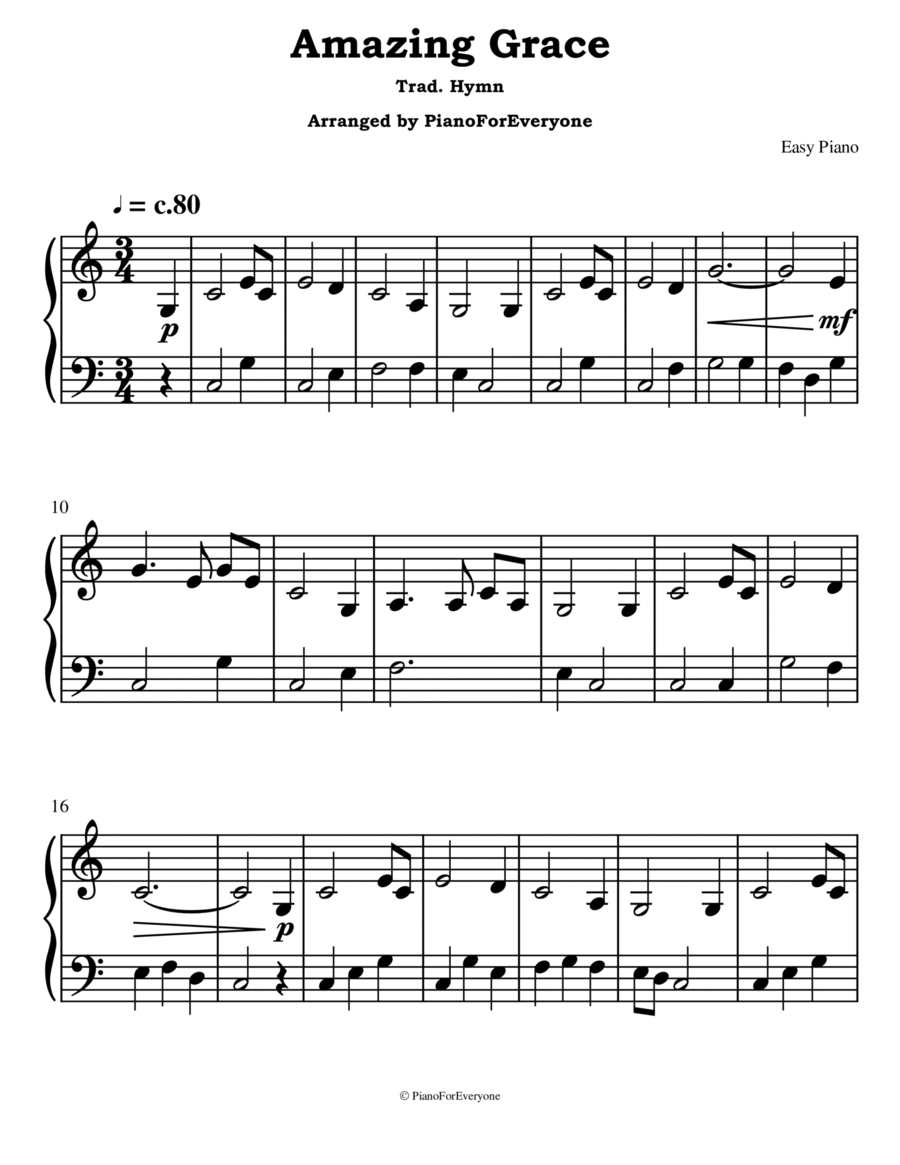 Amazing Grace (Easy Piano) image number null
