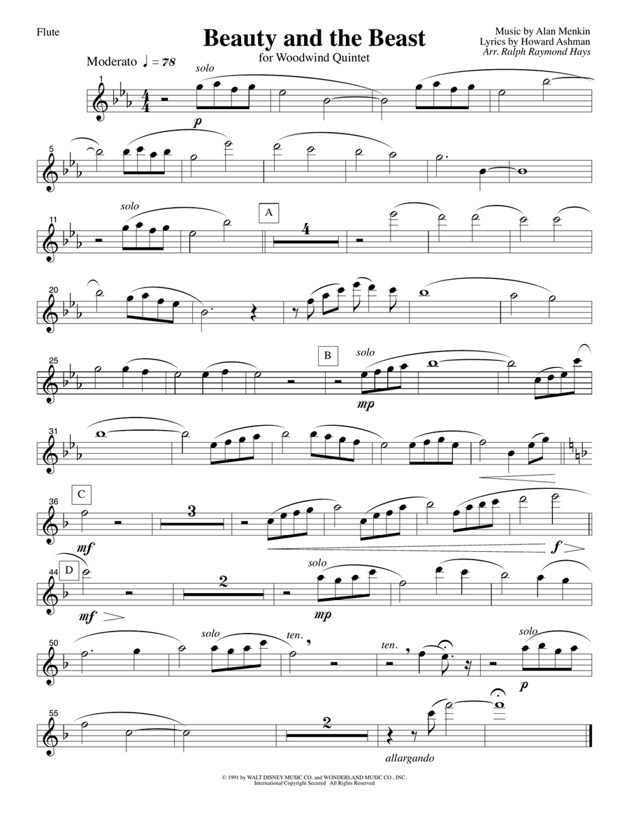 Beauty And The Beast Woodwind Quintet scores gallery preview page 5