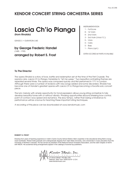 Lascia Ch'io Pianga (from Rinaldo) - Full Score