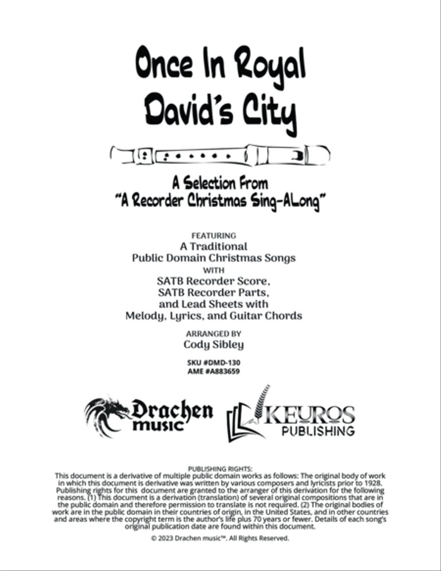 Once In Royal David's City Soprano Recorder scores gallery preview page 2
