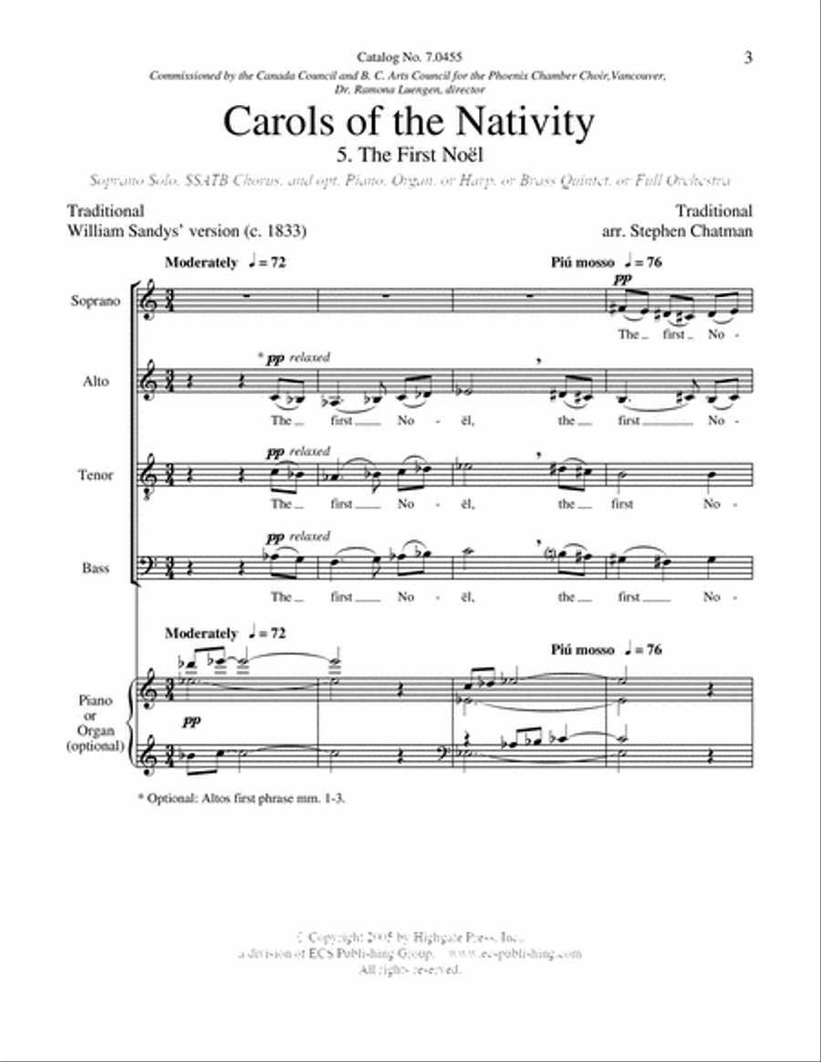 Carols of the Nativity: 5. The First Noel SSATB scores gallery preview page 2